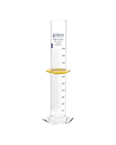 Cylindre de mesure graduée avec bec, base ronde en verre 500 ml