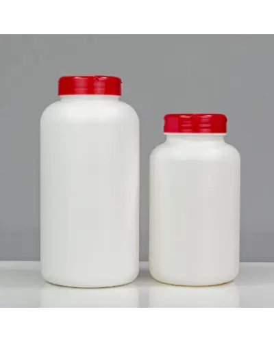 2 Bouteilles En PEHD à Large Goulot Carré - 500ml - Pour Réactifs Ou Stockage - Blanc - Neuf