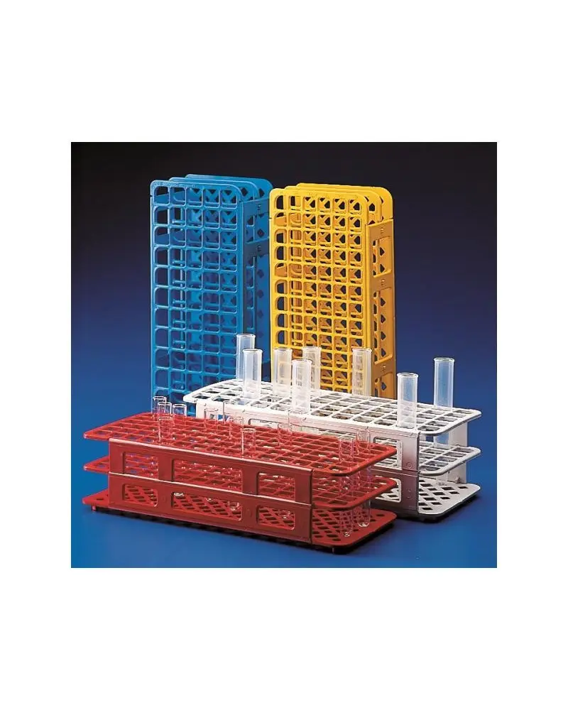 Porte-Flacons Laboratoire PP 40 Trous - Support Tubes à Essai 10-15 Ml - Compact Et Résistant - Grille Alphanumérique